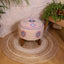 Embroidered pink kilim wooden stool with upholstered seat