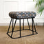 Diamond-printed jute cotton stool with metallic touch, black base