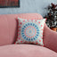 Lotus embroidered cotton cushion cover with intricate design