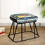Fabric stool with geometric patterns, black metal base, modern style