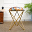 Abstract geometric suede fabric stool with metallic cross base