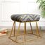 Chevron-patterned jute cotton stool with metallic gold base