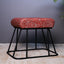 Elegant metallic suede stool with black frame and printed design