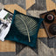 Chinar embroidered turquoise cushion cover with decorative design