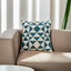 Soft turquoise cotton cushion cover with a plush texture