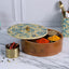 Blue paisley masala box with intricate design and spice storage
