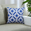 Diamond-patterned blue cotton cushion cover, stylish and cozy