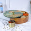 Elegant wooden masala box with leaf design for spice storage