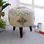 Pastel Cotton Embroidered Wooden Stool