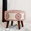 Mongolian-style printed brown wooden designer stool