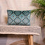 Elegant velvet green pillow cover with diamond pattern design