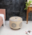 Embroidered yellow tree-patterned upholstered stool