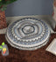 Embroidered blue heart floor cushion with soft upholstery