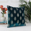 Turquoise cushion cover with palm embroidery, decorative accent