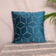 Prism embroidered turquoise cushion cover with geometric design