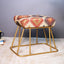 Ethnic tribal print jute cotton stool with gold metallic base