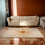 Sun design hand-tufted woolen carpet with intricate patterns