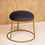 Black Upholstered Round Metallic Stool with Gold Finish Base