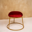 Red Upholstered Round Metallic Stool with Gold Finish Base