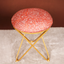 Floral Printed Suede Fabric Cross Metallic Stool