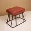 Elegant Printed Suede Fabric Metallic Stool with Black Frame