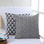 Glint Printed Grey Cotton Cushion Cover (Set of 2)