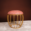 Elegant Printed Fabric Metallic Stool with Cage-Style Base