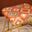 Rust Tribal Pattern Jute Cotton Metallic Stool with Gold Base