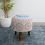 Embroidered Upholstred Lotus Wooden Stool