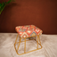 Rust Tribal Pattern Jute Cotton Metallic Stool with Gold Base