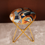 Abstract Geometric Printed Suede Fabric Cross Metallic Stool