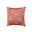 Blossom Salmon Red Handmade Cushion Cover with Floral Design