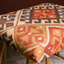 Rust Geometric Pattern Jute Cotton Metallic Stool with Gold Base