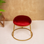 Red Upholstered Round Metallic Stool with Gold Finish Base