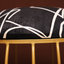 Black Abstract Printed Fabric Metallic Stool with Gold Cage-Style Base