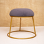 Grey Upholstered Round Metallic Stool with Gold Finish Base