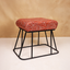 Elegant Printed Suede Fabric Metallic Stool with Black Frame