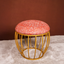 Elegant Printed Fabric Metallic Stool with Cage-Style Base