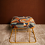 Abstract Geometric Printed Suede Fabric Metallic Stool with Gold Base