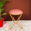 Floral Printed Suede Fabric Cross Metallic Stool