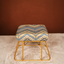 Chevron Pattern Jute Cotton Metallic Stool with Gold Base