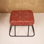 Elegant Printed Suede Fabric Metallic Stool with Black Frame