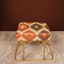 Ethnic Tribal Print Jute Cotton Metallic Stool with Gold Base