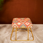 Rust Tribal Pattern Jute Cotton Metallic Stool with Gold Base