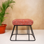 Elegant Printed Suede Fabric Metallic Stool with Black Frame