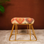 Ethnic Tribal Print Jute Cotton Metallic Stool with Gold Base