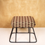 Ethnic Printed Suede Metallic Stool with Black Base