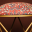 Rust Floral Printed Suede Fabric Cross Metallic Stool