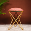 Floral Printed Suede Fabric Cross Metallic Stool