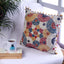 Embroidered multicolor cotton cushion cover with decorative design